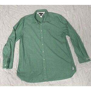 Tommy Hilfiger Men's XXL Green Oxford Button Down Shirt Regular Fit Strch Cotton